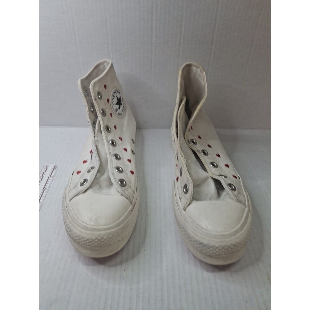 Converse Chuck Taylor Hi Tops Embroidered Lips "Love Me" White/Red Women's Sz 8